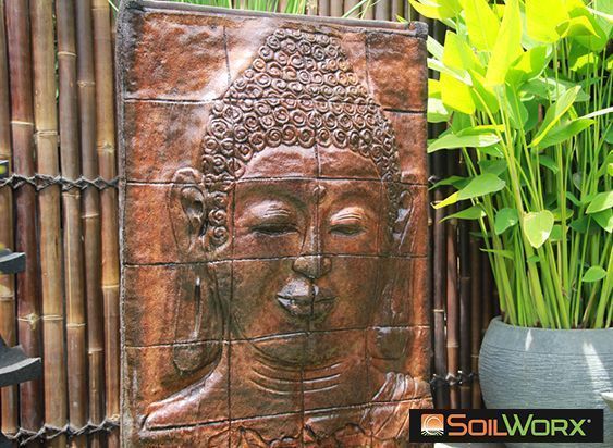 Buddha Face Solar Fountain - Grey